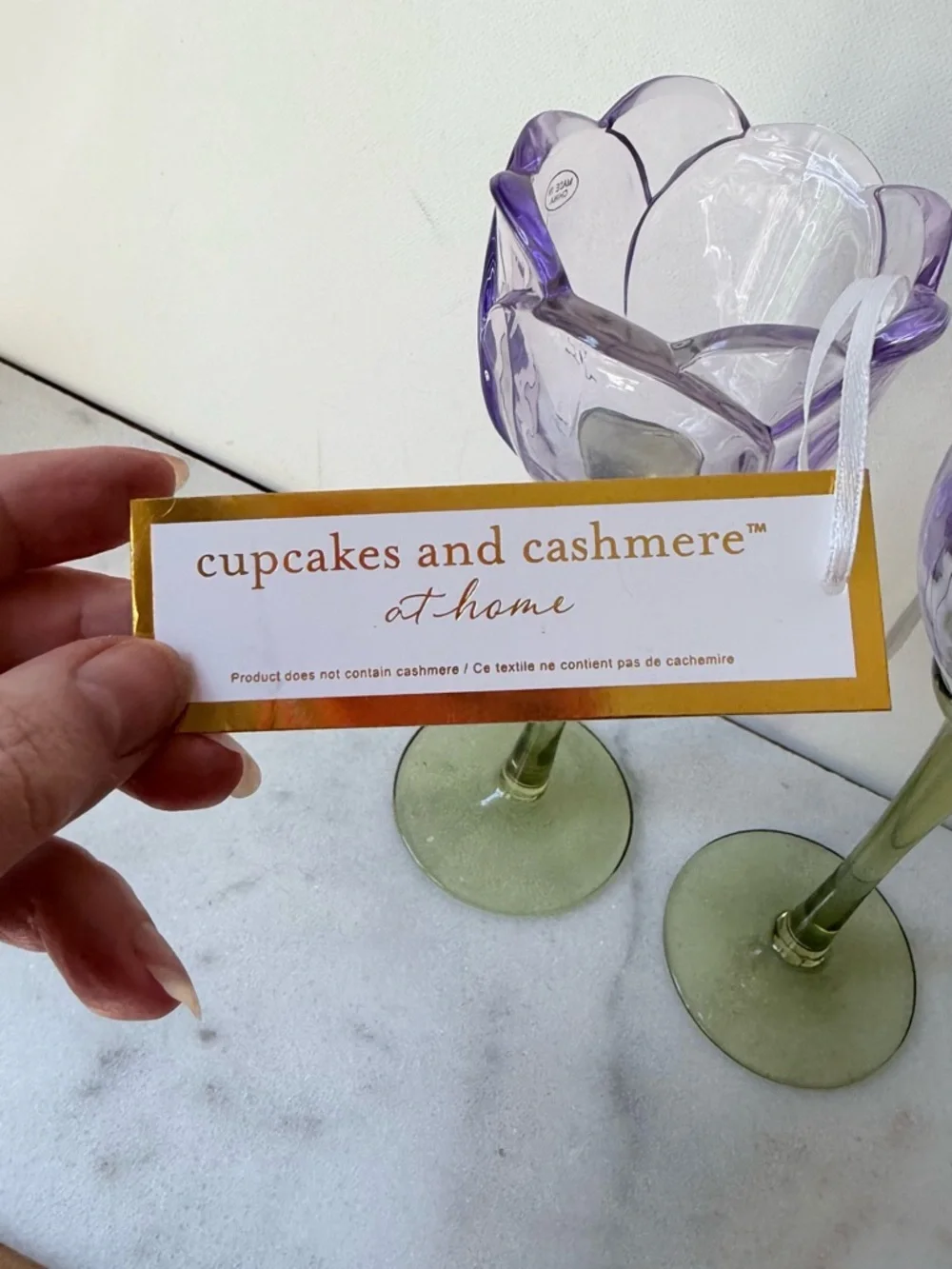 cupcakes & cashmere Lavender Tulip Glass Candle Holders - Set of 2